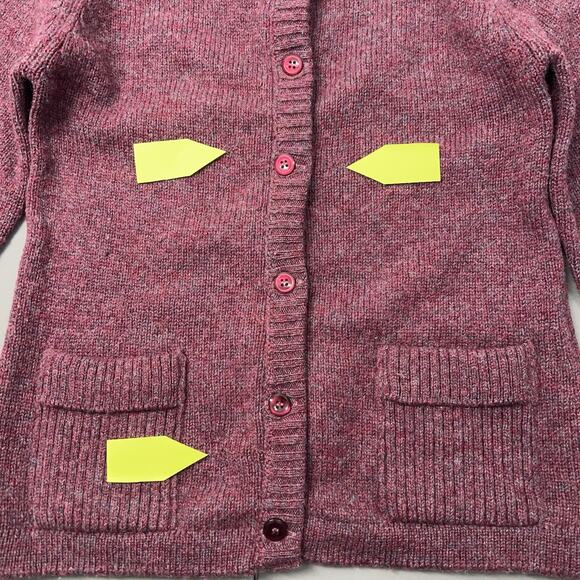 The Edinburgh Woollen Mill Cardigan Womens 34 S Red Shetland Wool Knit - FLAW - Picture 11 of 15